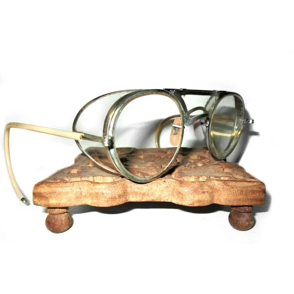 Antique Bausch and Lomb Goggles RayBan Safety Glasses Vtg Rockabilly Spectacles
